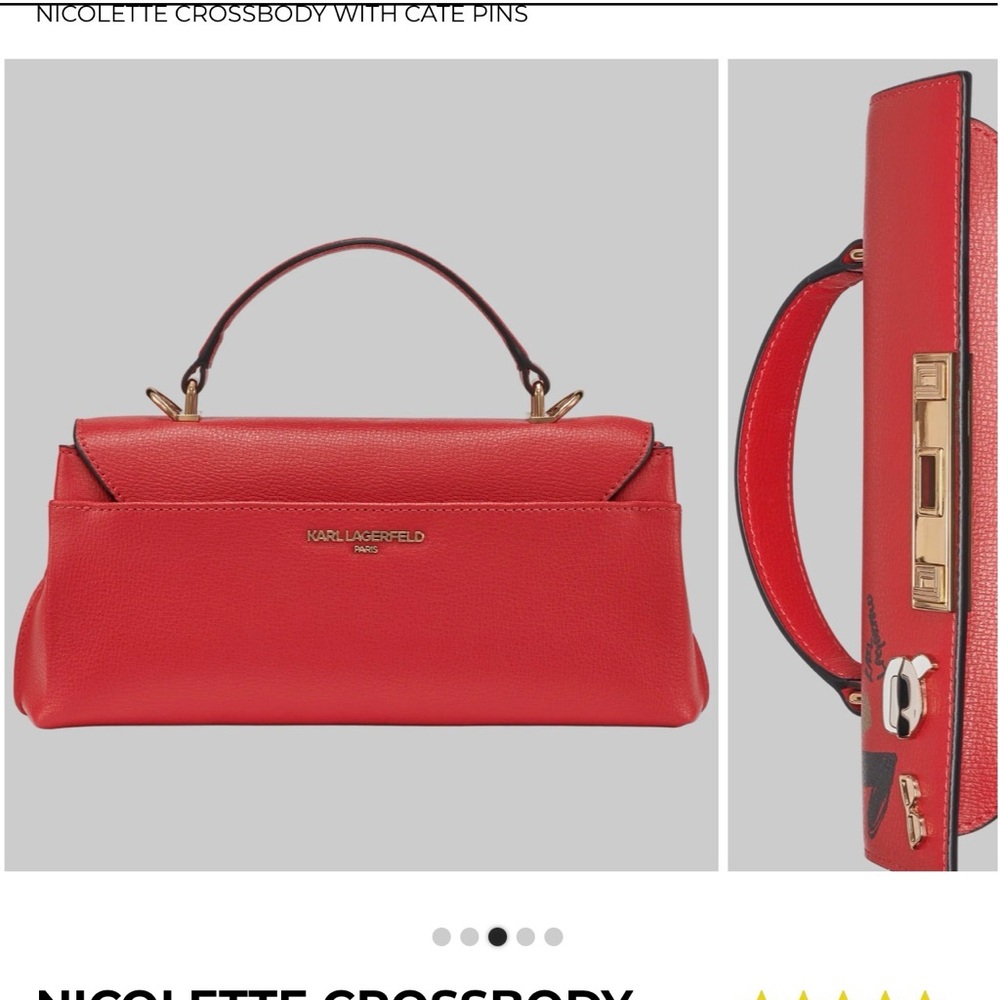 Karl Lagerfeld Red Shoulder Bag with Gold Details - Picture 3 of 4